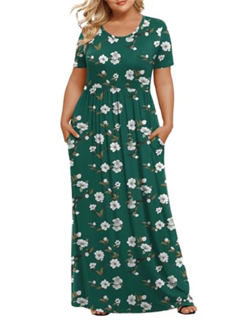 Women's Plus Size Maxi Dress Summer Short Sleeve Casual Long Dress